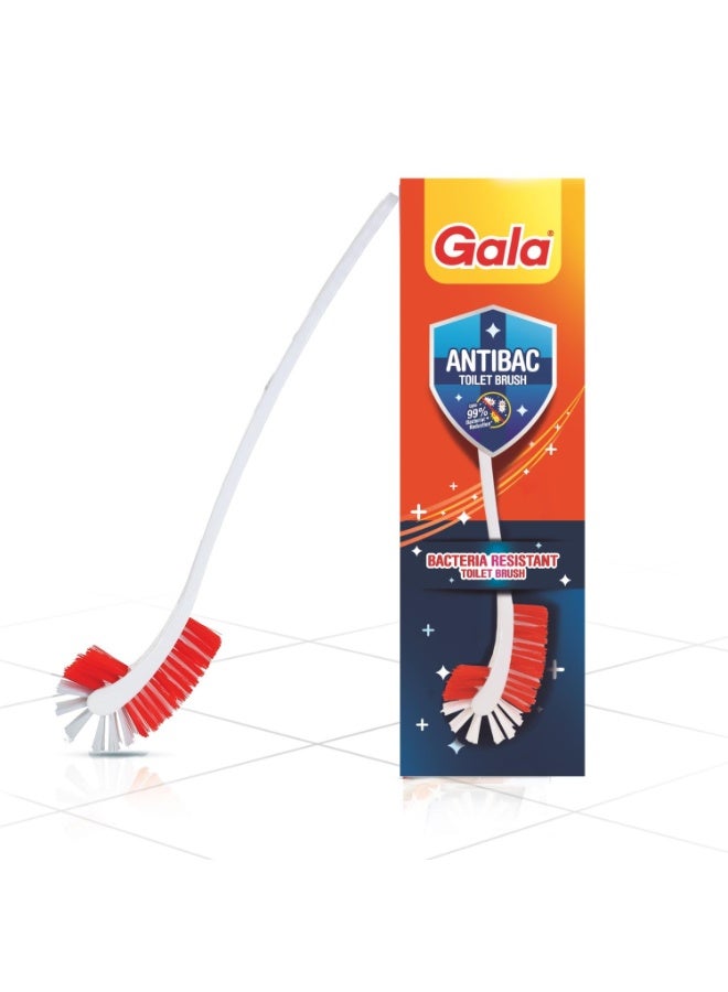Gala Antibac Double Hockey Antibacteria Toilet Brush, Toilet Brush for Western and Indian Toilet, Bathroom Brush for Toilet Cleaning (White and red,Pack of 1) - Image 1
